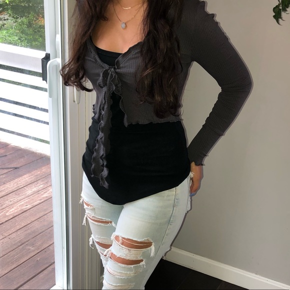 Urban Outfitters Tops Urban Outfitters Noori Lettuce Trim Tie